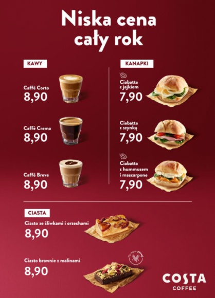 Oferta „Niska cena cały rok" w Costa Coffee